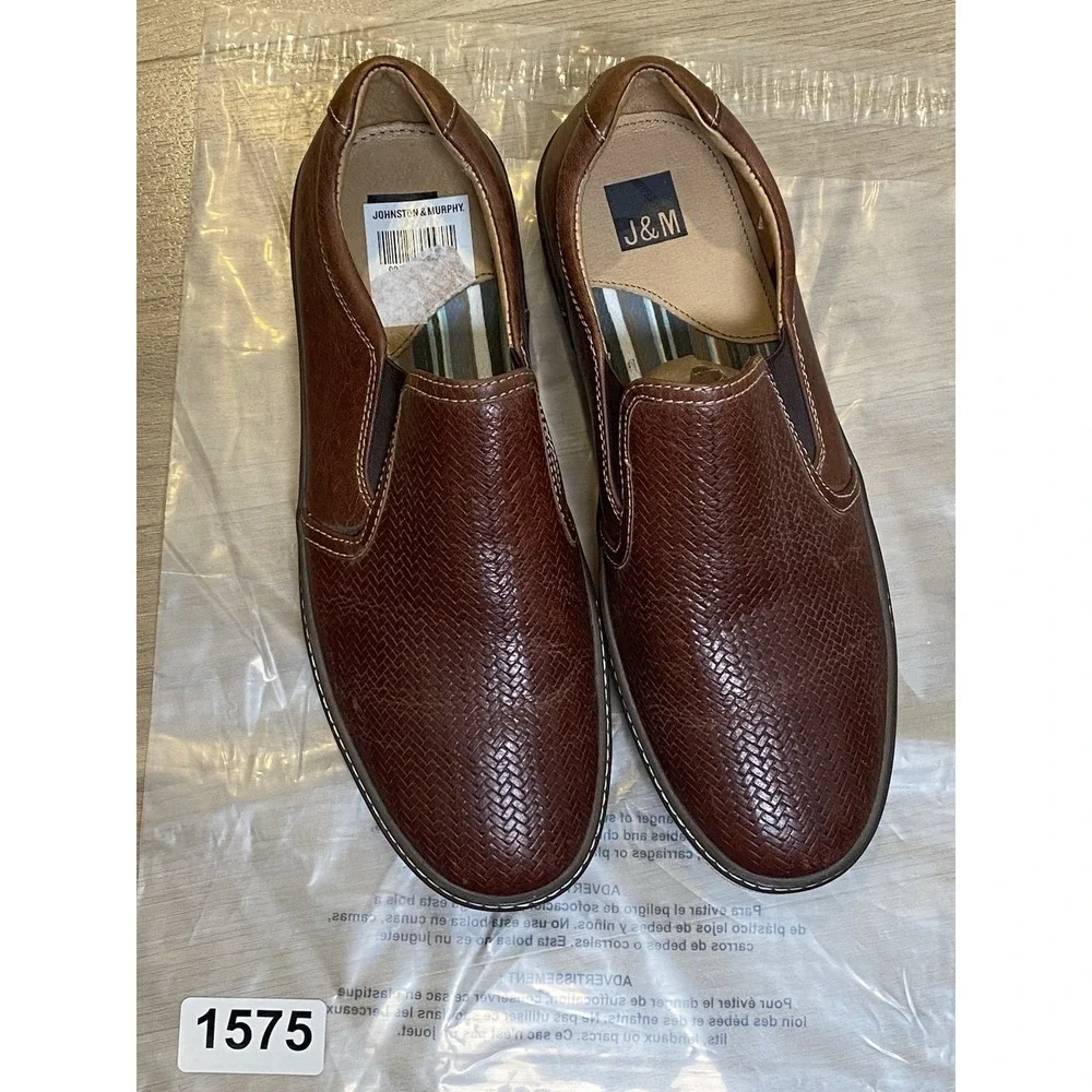 Johnston & Murphy Mcguffey Slip-On Loafer Brown Leather Shoes Men's 9.5
